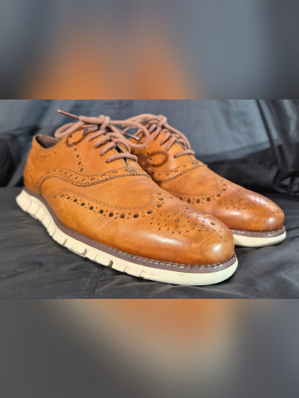 Men's Cole Haan ZERØGRAND Wingtip Oxford "British Tan/Java" (C14493) Sz. 9